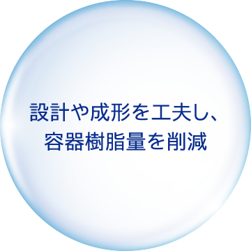 設計や成形を工夫し、容器樹脂量を削減